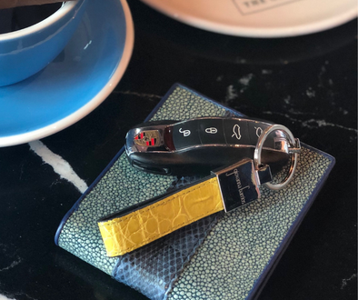 luxury accessories, leather keychain, crocodile keychain, alligator keychain