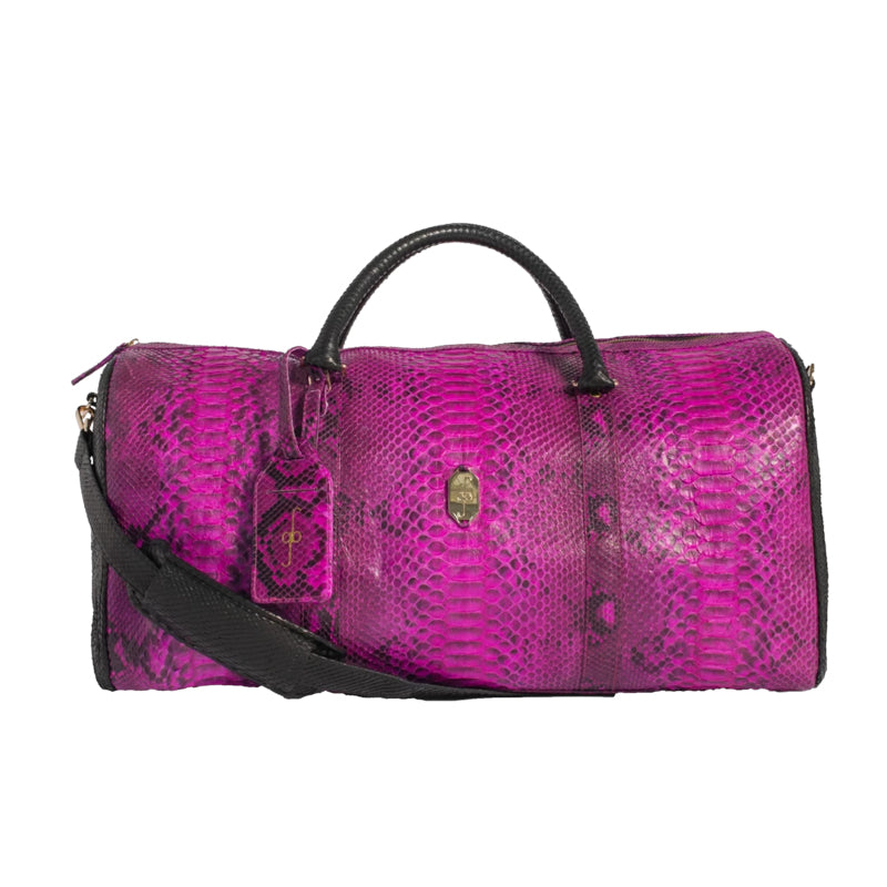Python Duffle Bag Duffel Bag - Black & Magenta Python – GiovannaBarrios