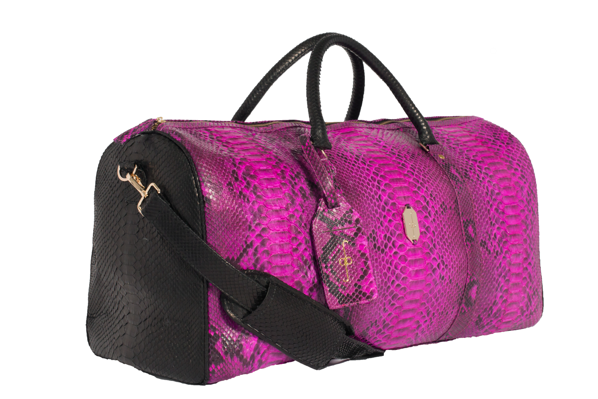Magenta Python Duffel Bag - Black & Magenta Python – GiovannaBarrios