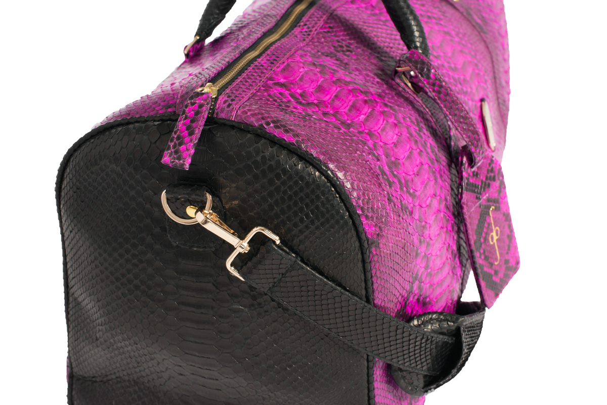 Python Duffle Bag Duffel Bag - Black & Magenta Python – GiovannaBarrios