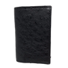 Modern Gusseted Black Ostrich Wallet