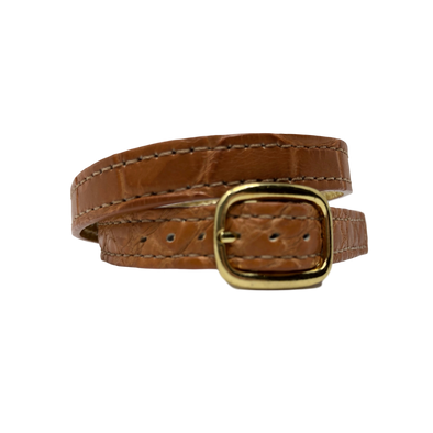 Luxury Cognac Alligator Skin Bracelet with Brass Hardware
